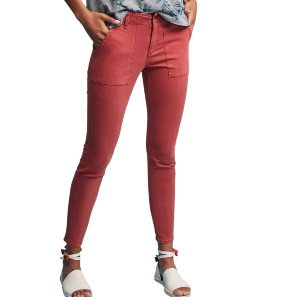 Anthropologie Hei Hei Slim Utility Cargo Pants Rust SZ 28